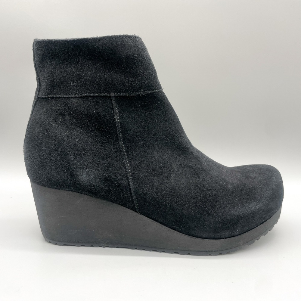 Birkenstock Papillio Womens 38 7 Ebba Wedge Boots Black Suede Fall Cozy Boho